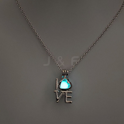Alloy with Luminous Resin Bead Inside Pendant Necklaces for Women Men FS-WG4D5C2-04-1