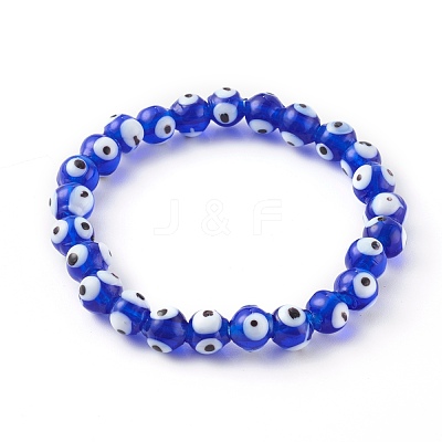 Handmade Evil Eye Lampwork Beaded Stretch Bracelets Sets BJEW-JB06218-1