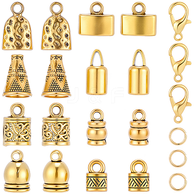 80Pcs 8 Styles Tibetan Style Alloy Cord Ends FIND-SC0022-17-1