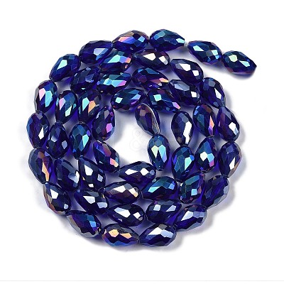 Transparent Electroplate Glass Beads Strands EGLA-N013-T10mm-B07-1