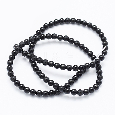 Natural Black Onyx Beads Strands G-E469-08-4mm-1