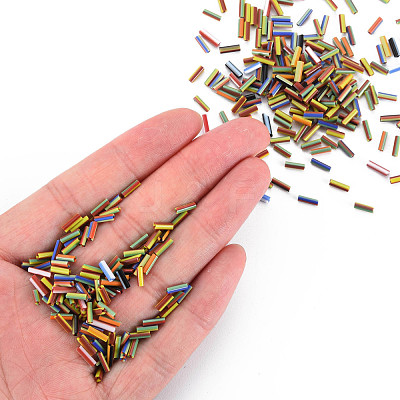 Opaque Colours Two Tone Seed Glass Bugle Beads SEED-T006-02A-06-1