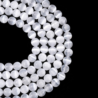 Natural Selenite Beads Strands G-N328-025B-02-1