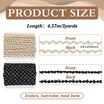 2Pcs 2 Colors Polyester Wave Lace Ribbon OCOR-FG0002-93B-1