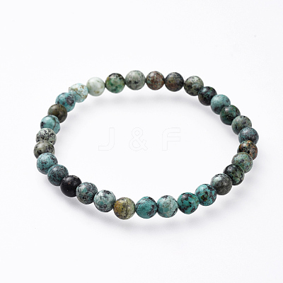 Natural African Turquoise(Jasper) Stretch Bracelets BJEW-JB04557-04-1