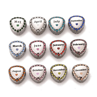 12Pcs 12 Style 304 Stainless Steel European Beads Sets STAS-F278-29P-1