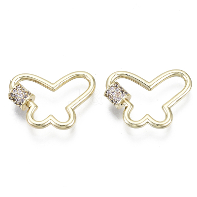 Brass Micro Pave Cubic Zirconia Screw Carabiner Lock Charms KK-R136-071E-NF-1