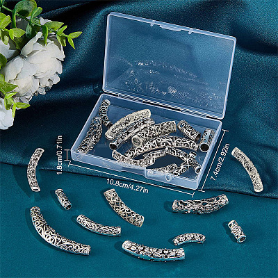 24Pcs 12 Style Tibetan Style Alloy Curved Tube Beads FIND-SC0002-98-1