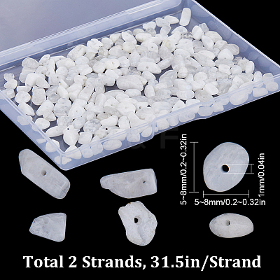 2 Strands Natural Rainbow Moonstone Chip Beads Strands G-SC0002-51-1