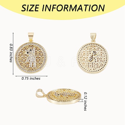 Plating Brass Micro Pave Clear Cubic Zirconia Pendant KK-SZ0001-91A-1