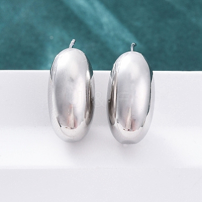 Oval Brass Stud Earrings EJEW-Q015-20B-P-1
