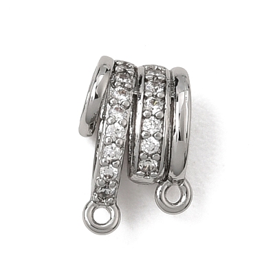 Brass Micro Pave Clear Cubic Zirconia Connector Charms CU-CBA61B8-01P-1