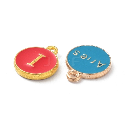 Flat Round Alloy Enamel Pendant PALLOY-XCP0001-34-1
