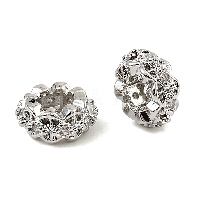 Brass Micro Pave Cubic Zirconia Beads KK-C155-14P-1