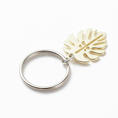 5Pcs Monstera Leaf Alloy Pendant Keychain KEYC-JKC00413-1