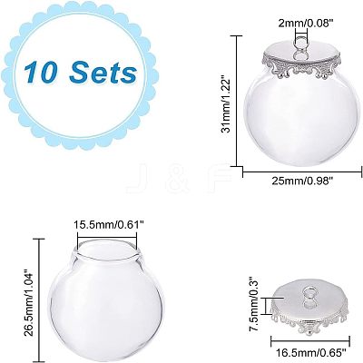 Glass Empty Wishing Bottle Pendants GGLA-CA0001-02-1