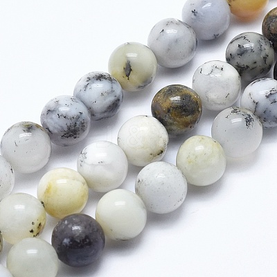Natural White African Opal Beads Strands G-E472-02-6mm-1