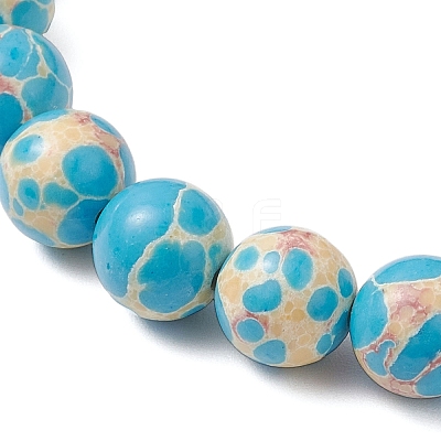 Synthetic Imperial Jasper & Turquoise & Painted Glass Beaded Stretch Bracelet for Women Men BJEW-JB12500-01-1