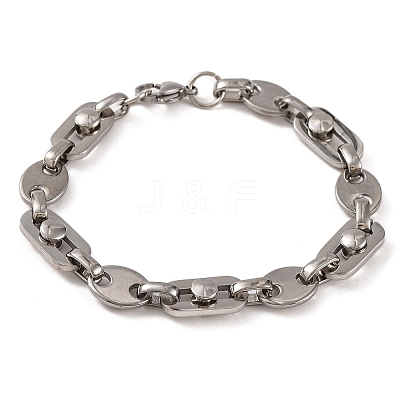 Tarnish Resistant 201 Stainless Steel Oval Link Chain Bracelets BJEW-B078-79P-1
