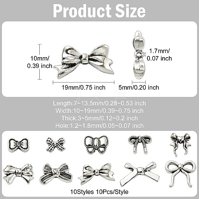 100Pcs 10 Style Tibetan Style Alloy Bead FIND-CJ0003-95-1