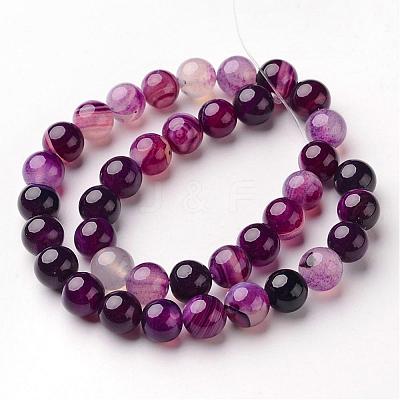 Natural Striped Agate/Banded Agate Beads Strands G-D845-01A-10mm-1