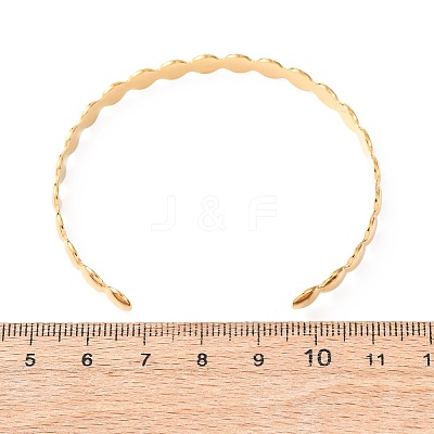 304 Stainless Steel Open Cuff Bangles for Women BJEW-K293-01A-G-1