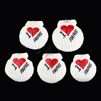 Printed Natural Freshwater Shell Big Pendants SHEL-N032-235-08-1
