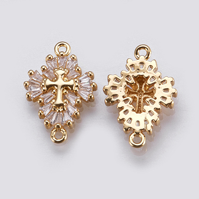Brass Micro Pave Cubic Zirconia Links ZIRC-E144-12G-1
