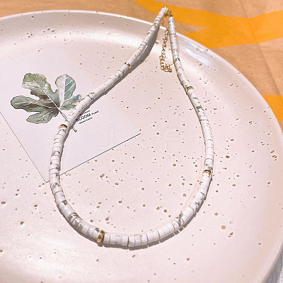 Natural Howlite Heishi Graduated Beaded Necklaces JO0051-10-1