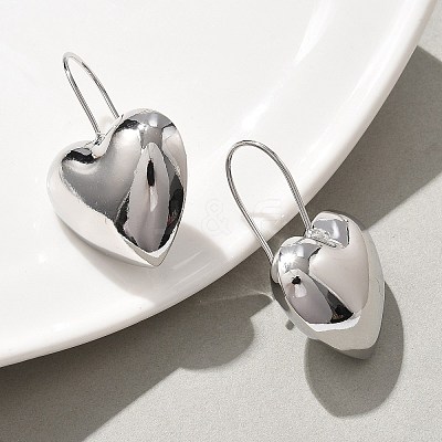 Heart Brass Dangle Earrings EJEW-B132-03P-1