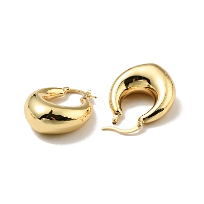 Rack Plating Brass Chunky Hoop Earrings for Women EJEW-G288-35B-G-1