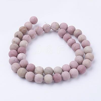 Frosted Natural Rhodonite Round Bead Strands G-G735-09F-8mm-1
