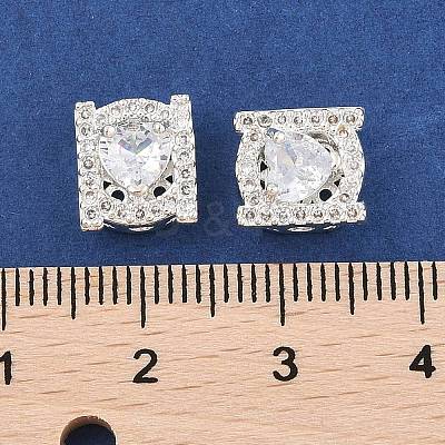 Rack Plating Brass Micro Pave Cubic Zirconia Beads KK-F879-07S-1