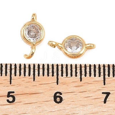 Brass Pave Clear Cubic Zirconia Connector Charms KK-H538-04G-1