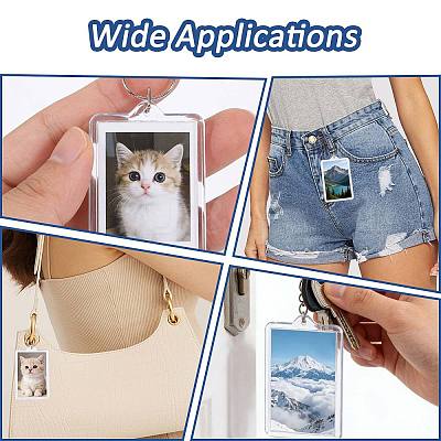 24 Bags Acrylic & Iron Photo Frame Keychains AJEW-GL0003-43-1