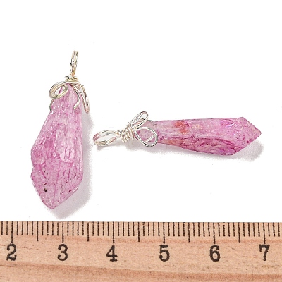 Electroplated Platinum Palted Copper Wire Wrapped Natural Quartz Crystal Pendants G-L133-07G-1