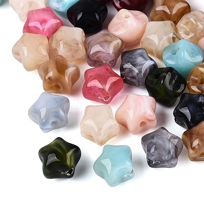 Two Tone Opaque Acrylic Beads OACR-Q205-02-1