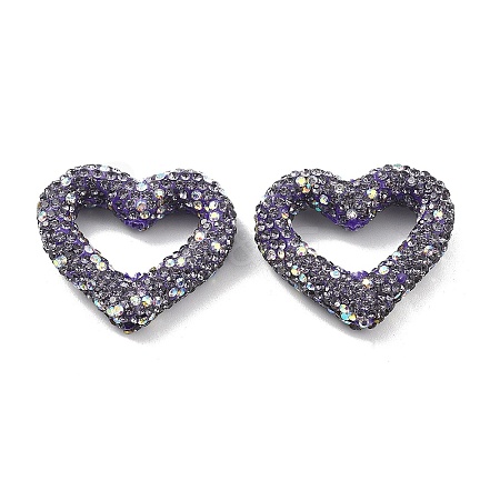 Heart Shape Polymer Clay Rhinestone Beads CLAY-NH0001-09B-03-1