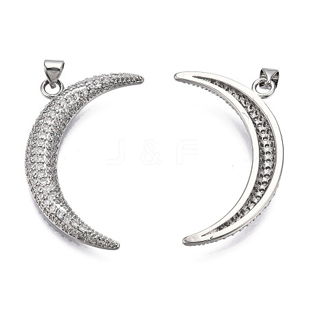 Brass Micro Pave Clear Cubic Zirconia Pendants KK-N227-140P-1