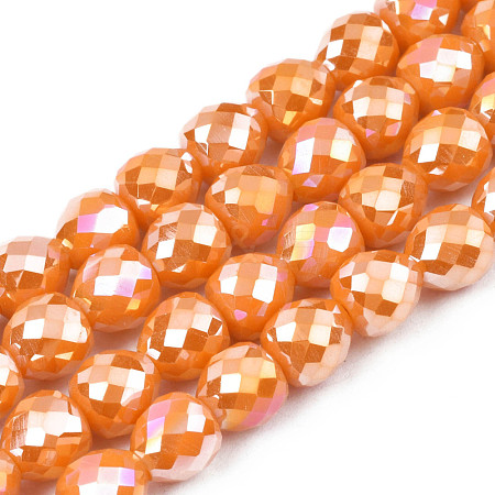 Electroplate Opaque Solid Color Glass Beads Strands EGLA-N002-26-B03-1
