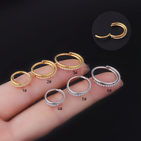 316L Surgical Stainless Steel Micro Pave Clear Cubic Zirconia Cross Hoop Nose Rings WG5C217-04-1