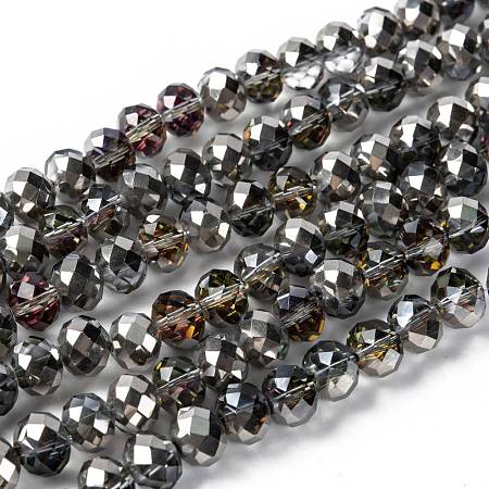 Electroplate Glass Faceted Rondelle Beads Strands EGLA-D020-10x8mm-21-1