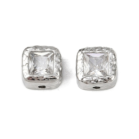 Brass Clear Cubic Zirconia Beads KK-D375-36P-1