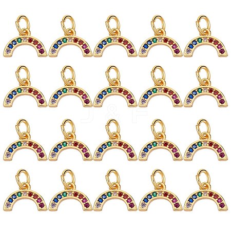 20Pcs Brass Micro Pave Colorful Cubic Zirconia Charms KK-SZ0004-71-1