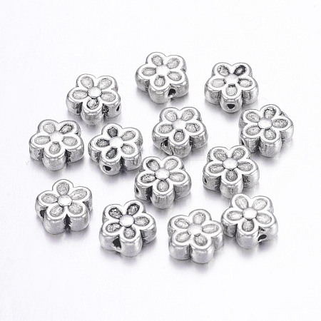 Tibetan Style Alloy 3D Flower Beads LF0476Y-NF-1