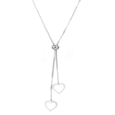Adjustable Slider Alloy Heart Pendant Lariat Necklaces for Women WH-WGC49A5-01-1