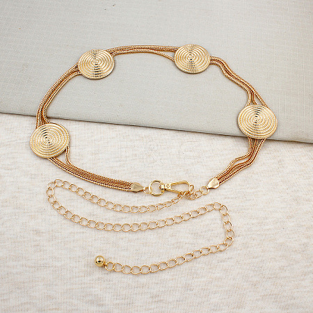Vintage Alloy Geometric Disc Link Chain Waist Belly Chains for Women FS-WGD731C-11-1