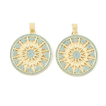 Brass Micro Pave Sky Blue Cubic Zirconia Pendants CU-CBA9CBD-14G-1