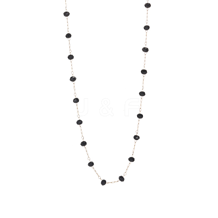 304 Stainless Steel & Glass Link Chain Necklaces for Women STAS-OY015-57G-1