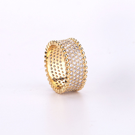 Brass Micro Pave Cubic Zirconia Finger Rings FS-WG2EB50-05-1